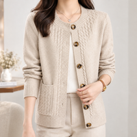 Borrowdale Cable Knit Cardigan - Beige