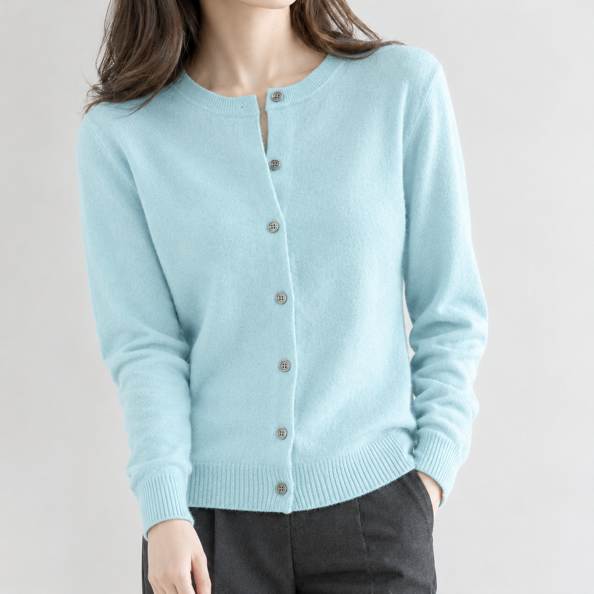 Ennerdale Crew Neck Cardigan - Light Blue