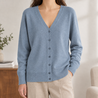 Balquhidder V Neck Cardigan - Fog Blue