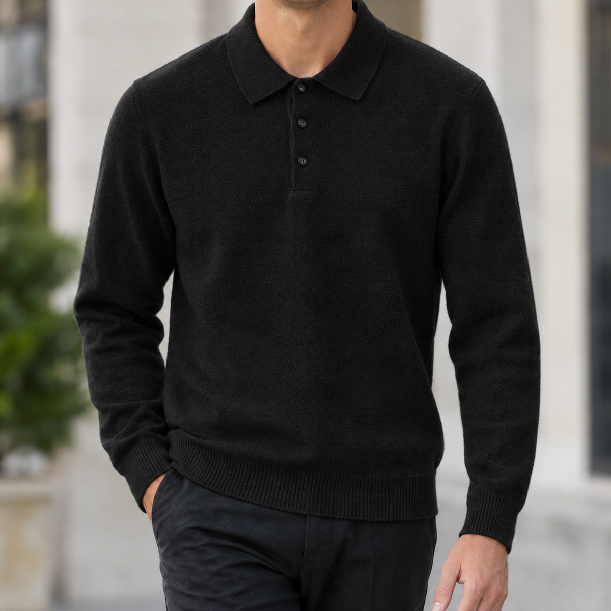 Branxton Polo Collar Sweater - Piano Black