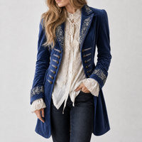 Paloma Embroidered Coat - Navy Blue
