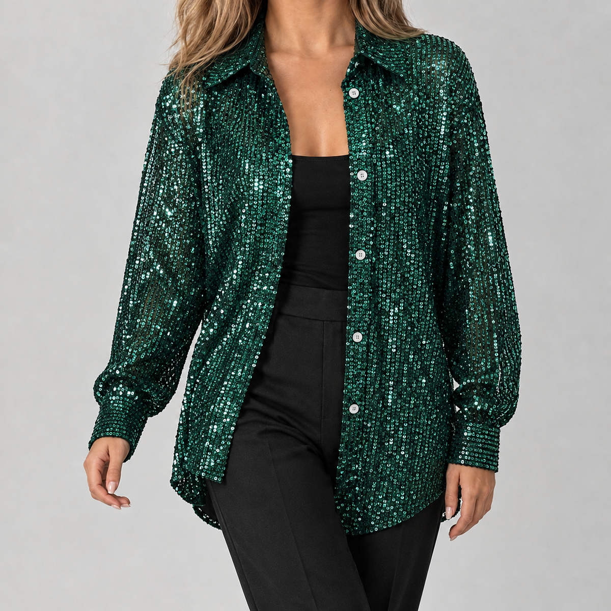 Bradnop Sequin Shirt - Dark Green