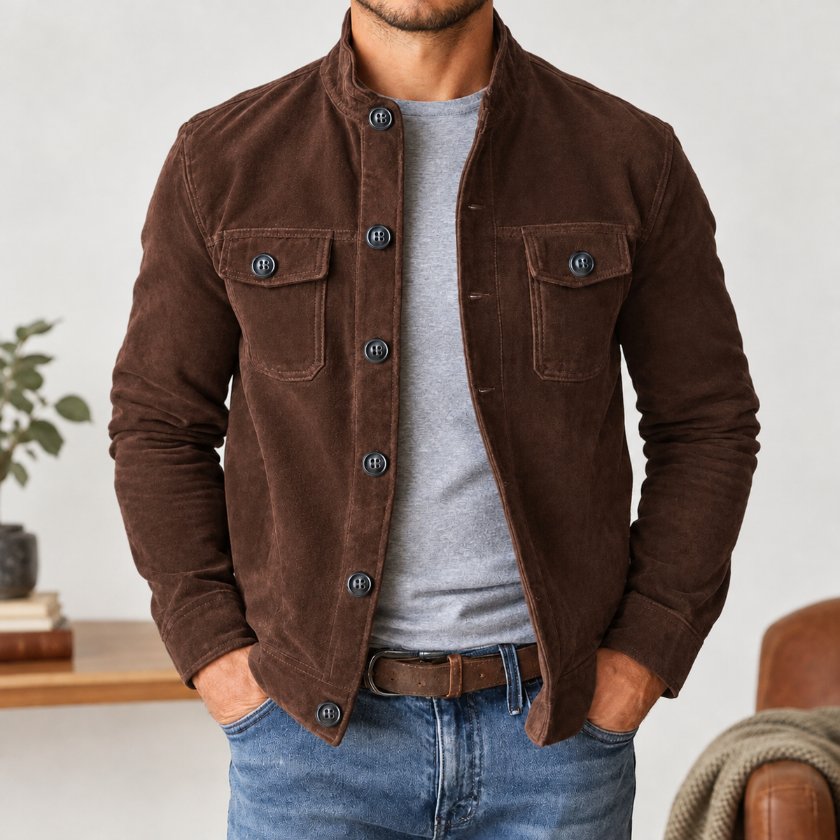 Arrathorne Stand Collar Jacket - Dark Brown