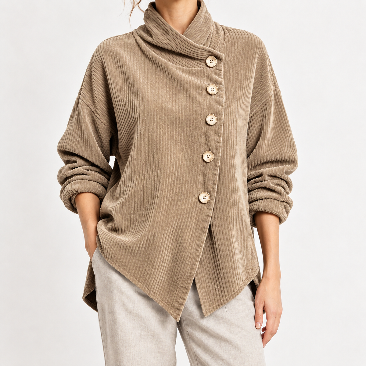 Sabine Asymmetric Jacket - Khaki