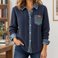 Mearbeck Cable Knit Jacket - Navy Blue