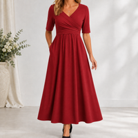 Holme Wrap Maxi Dress - Red