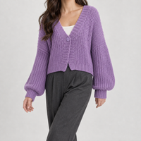 Devoke Chunky Cardigan - Purple