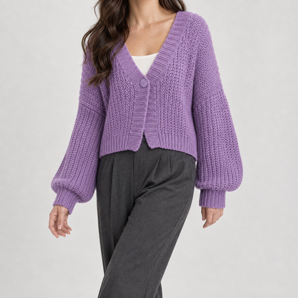 Devoke Chunky Cardigan - Purple