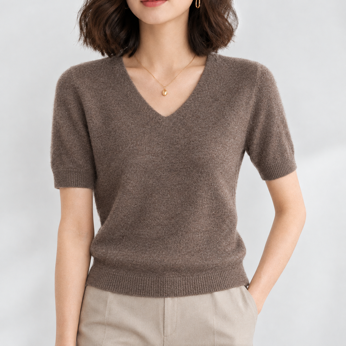 Irton V Neck Sweater - Camel