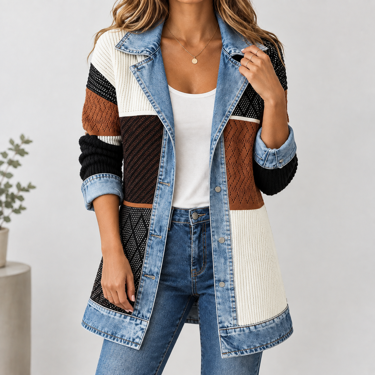 Anouska Denim-Trim Jacket - Block