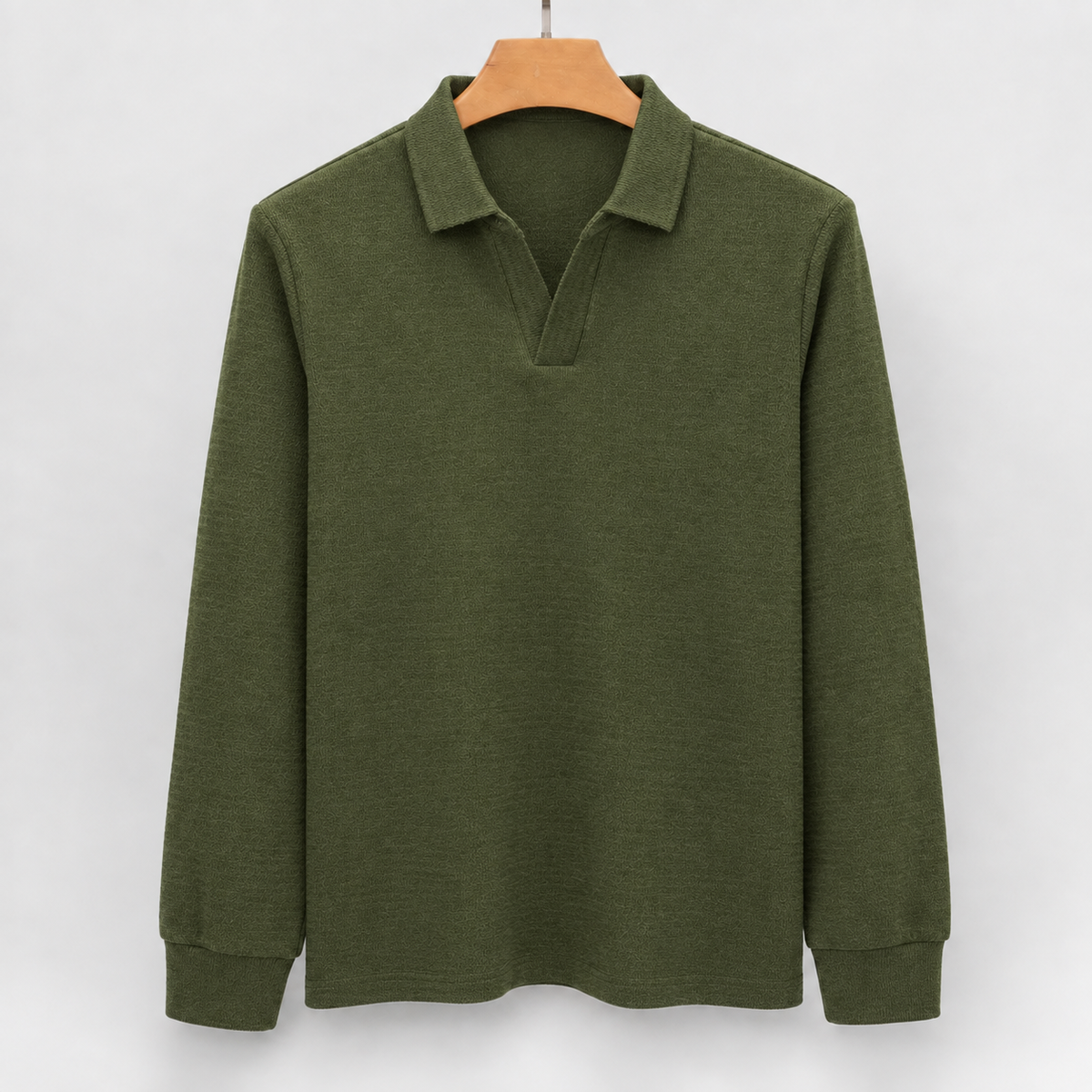 Oliver Open Collar Polo - Military Green
