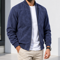 Risbury Suede Bomber Jacket - Navy Blue