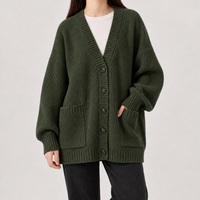 Birkenside Ribbed Cardigan - Army Green
