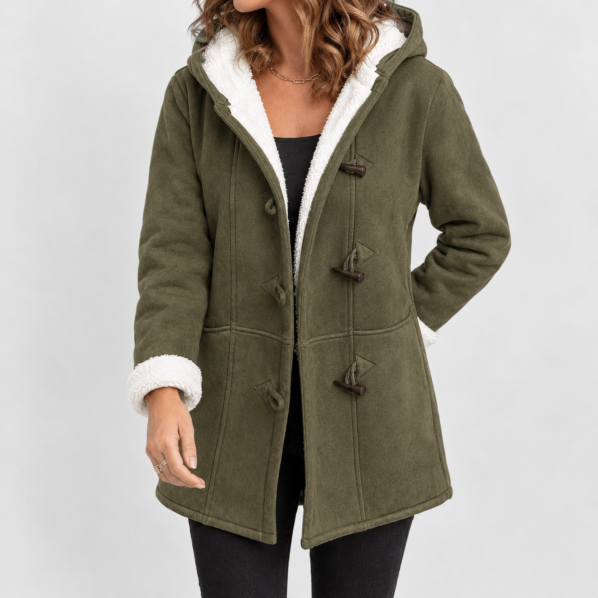 Netherdale Hooded Duffle Coat - Military Green