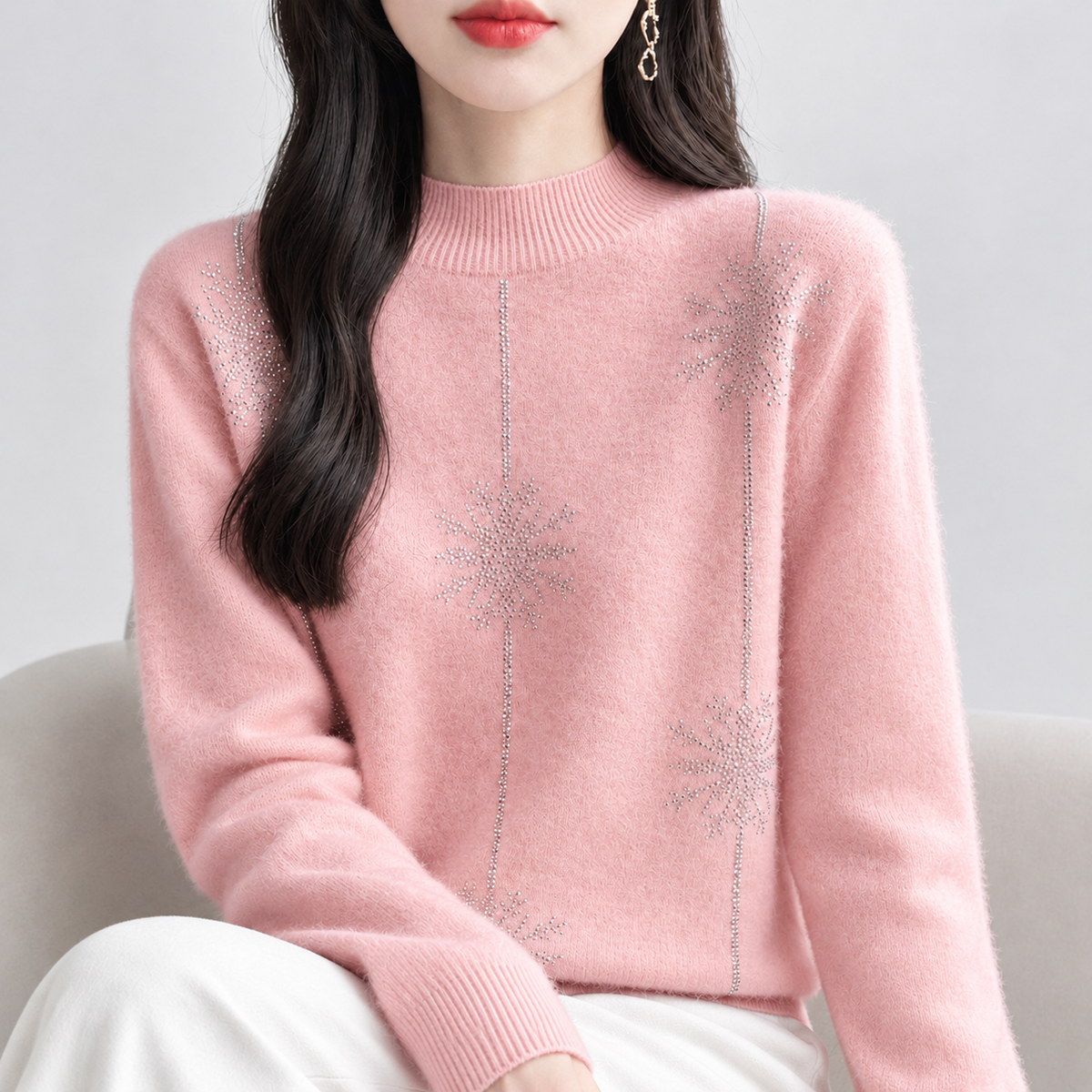 Waitby Rhinestone Sweater - Pink