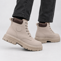 Portreath Lace Up Boots - Light Beige