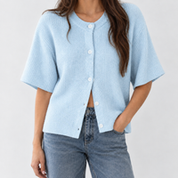 Burneside Ribbed Cardigan - Sky Blue