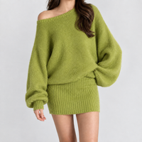 Paula Off-Shoulder Knit Set - Green