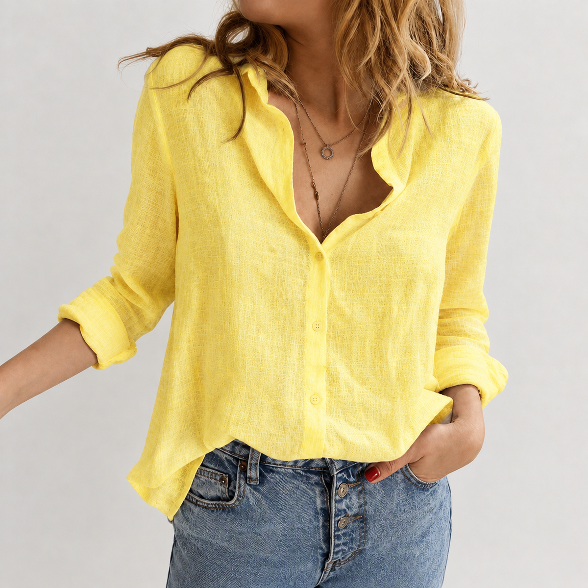 Sourton Relaxed Linen Shirt - Yellow