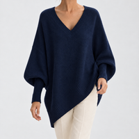 Giulia V-Neck Sweater - V-neck Navy Blue