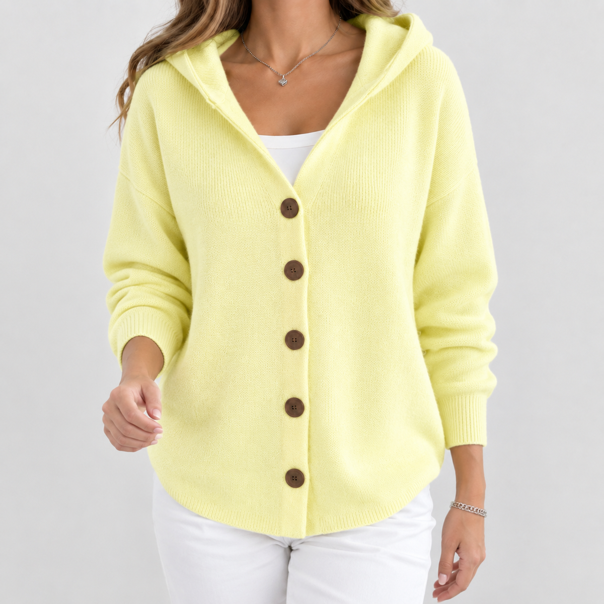 Willa Hooded Sweater - Pale Yellow