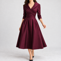 Denholm Fit And Flare Dress - Wine Red
