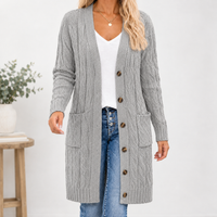Thurlstone Cable Knit Cardigan - Light Gray