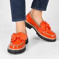 Bagby Bow Loafers - Orange Red