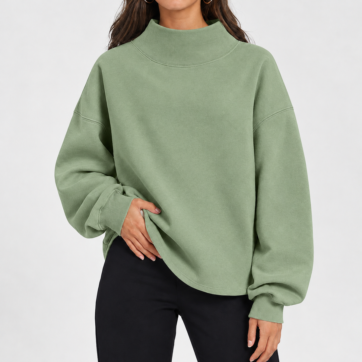 Swinhope Mock Neck Sweater - Light Green