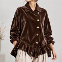 Blainslie Ruffle Hem Jacket - Coffee