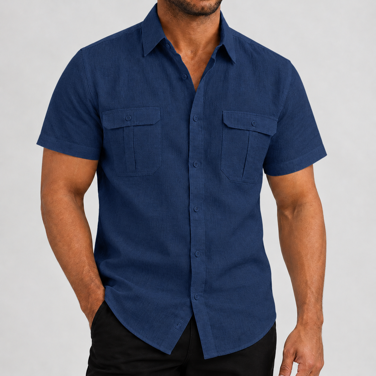 Adforton Linen Shirt - Navy Blue