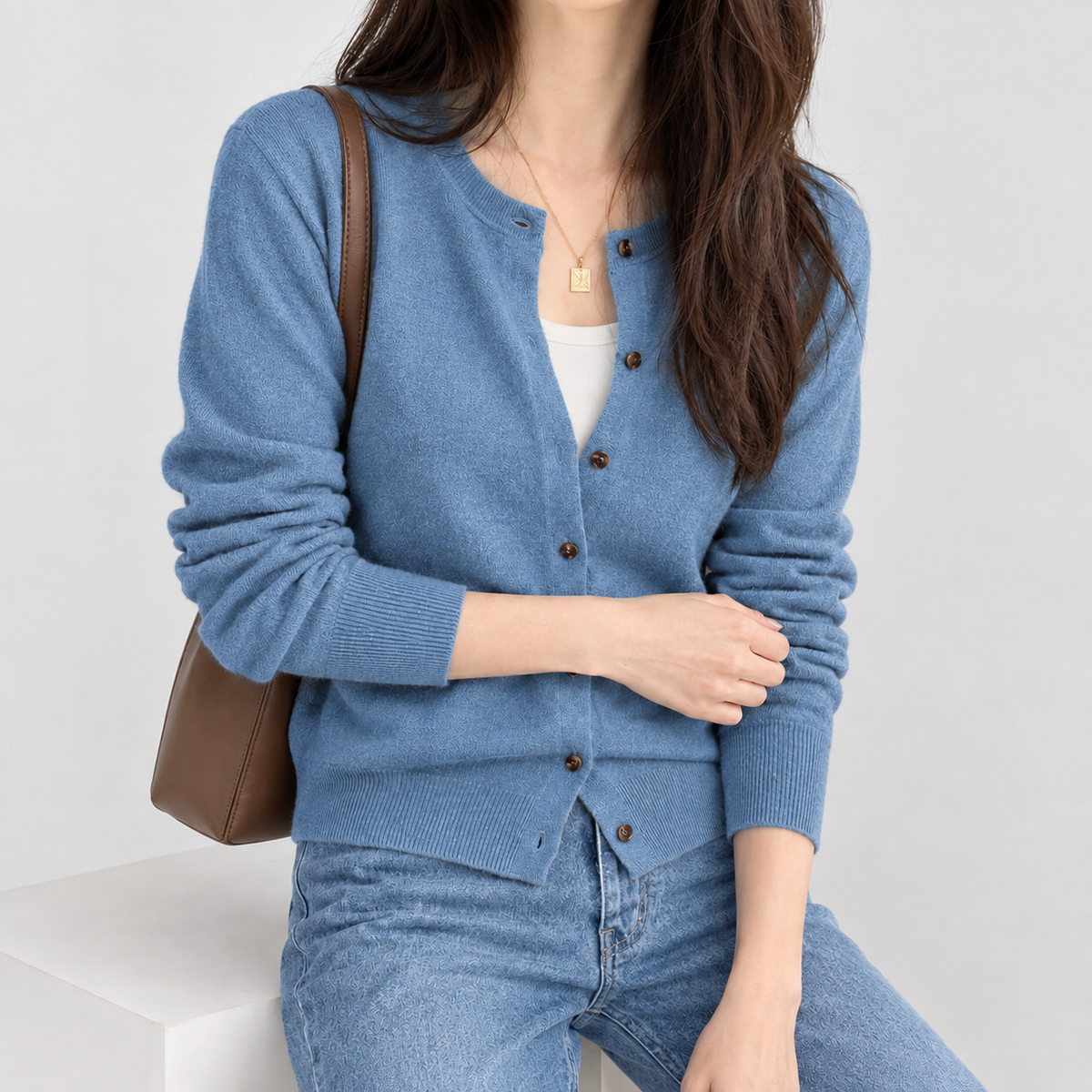 Bowston Crew Neck Cardigan - Blue
