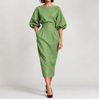 Hambledon Tailored Midi Dress - Yellowish Green