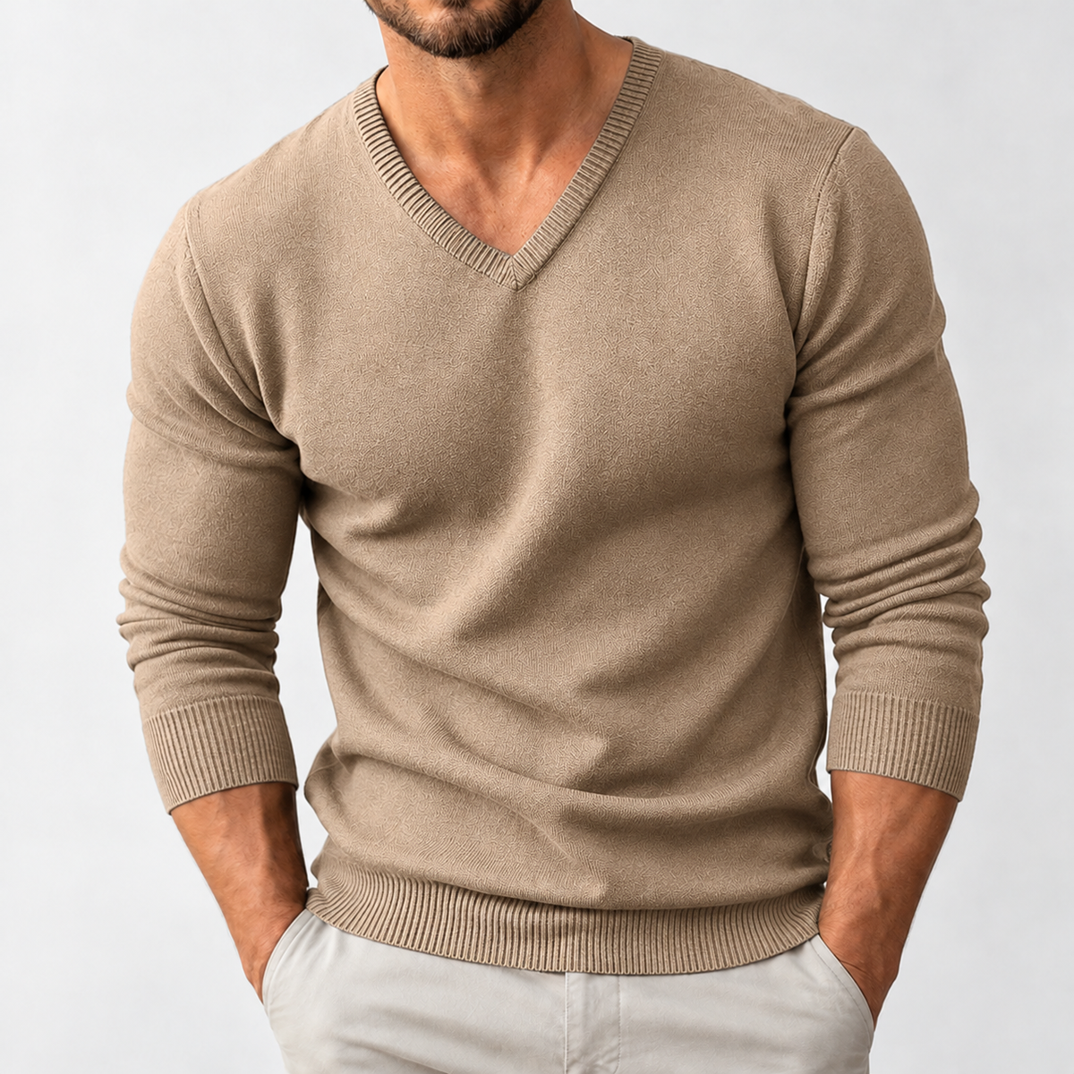 Buckbury V Neck Sweater - Camel