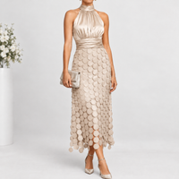 Yearby Halter Midi Dress - Apricot