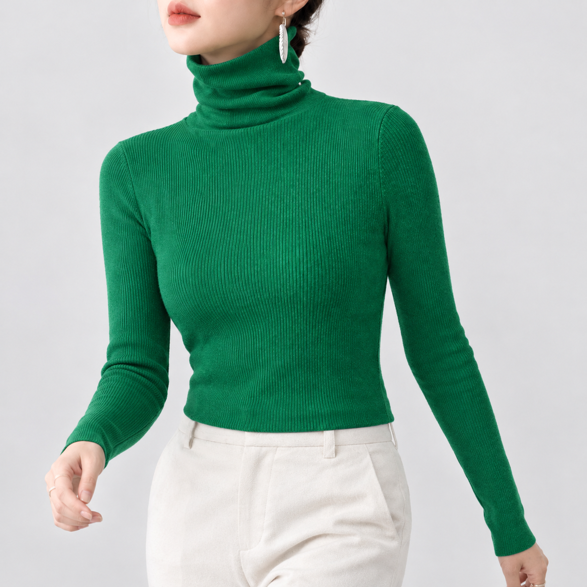 Feetham Turtleneck Top - Royal Green