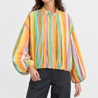 Odette Striped Bomber Jacket - Yellow Strip