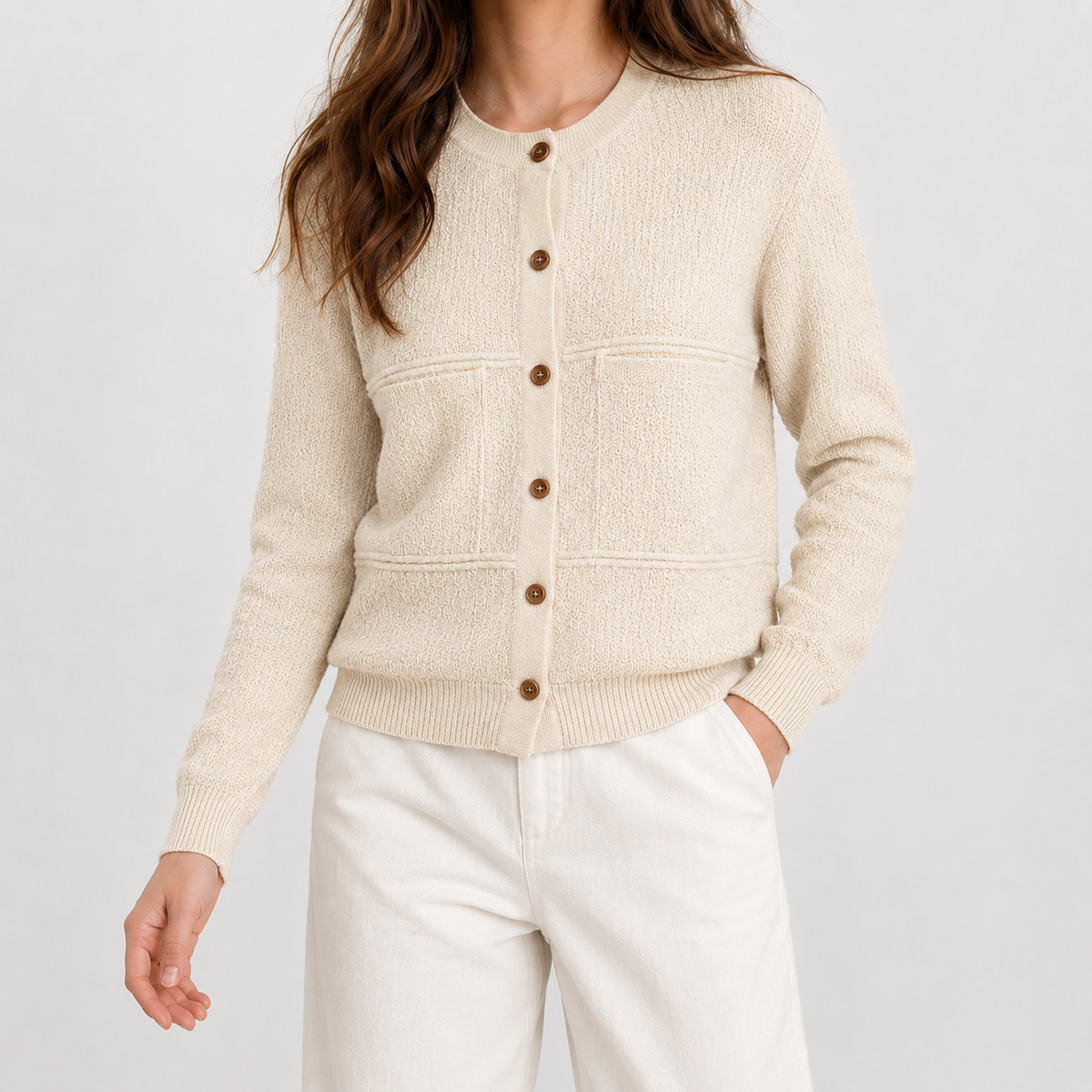Vivienne Textured Cardigan - Oats