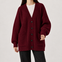 Birkenside Ribbed Cardigan - Dark Red
