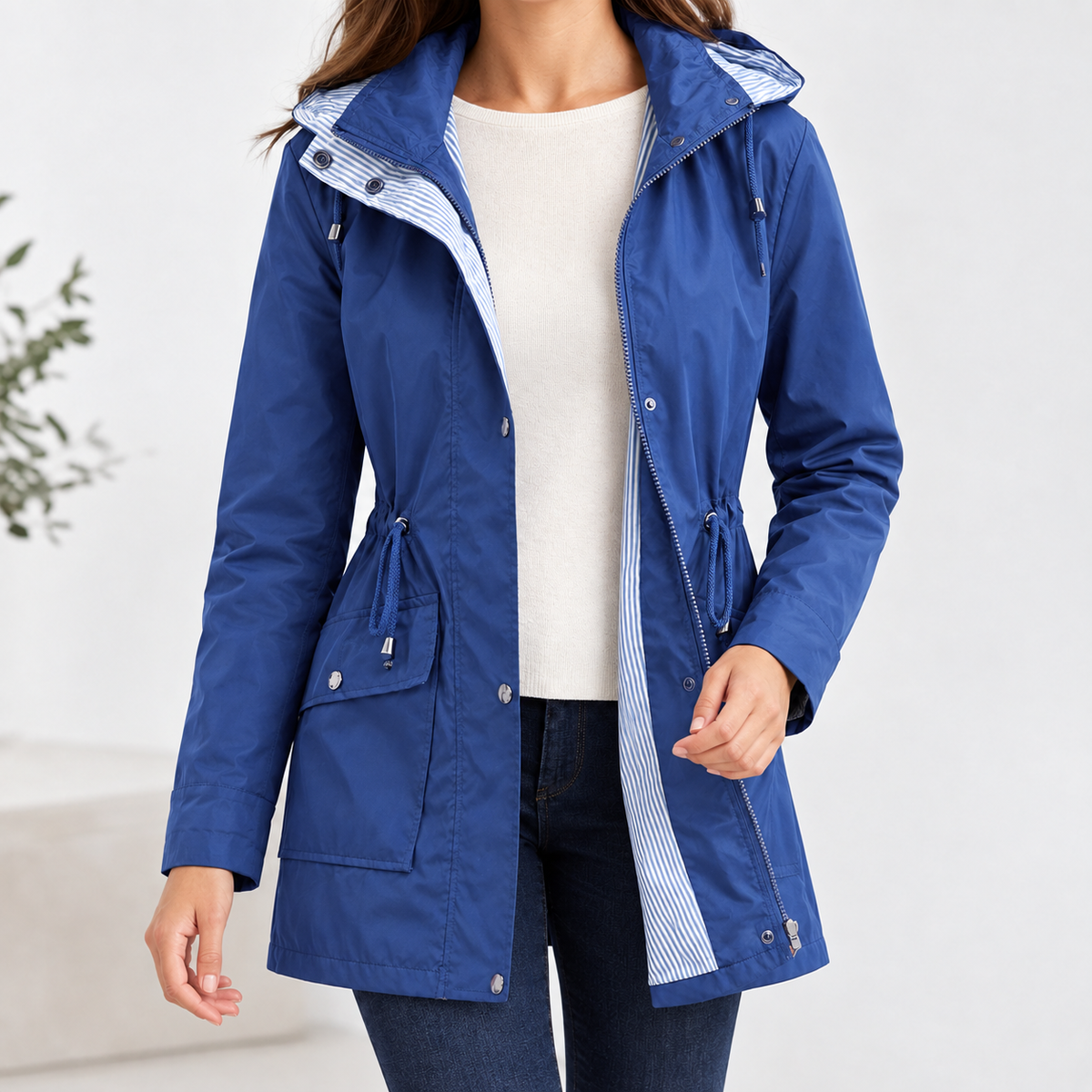 Geraldine Hooded Jacket - Navy Blue