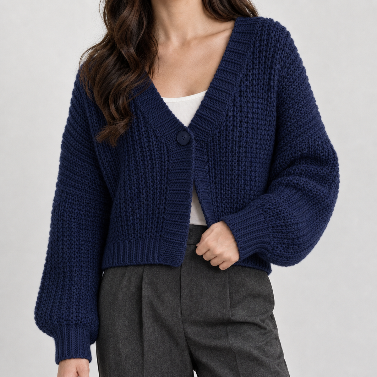 Devoke Chunky Cardigan - Navy Blue