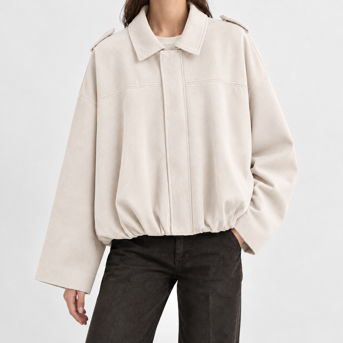 Kinsham Suede Bomber Jacket - Off White