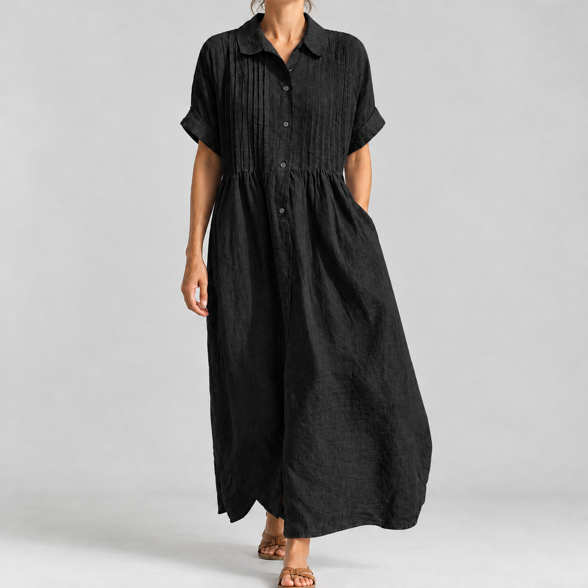 Bardsea Pintuck Maxi Dress - Black