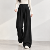 Fearby Pleated Wide Leg Pants - Black -european