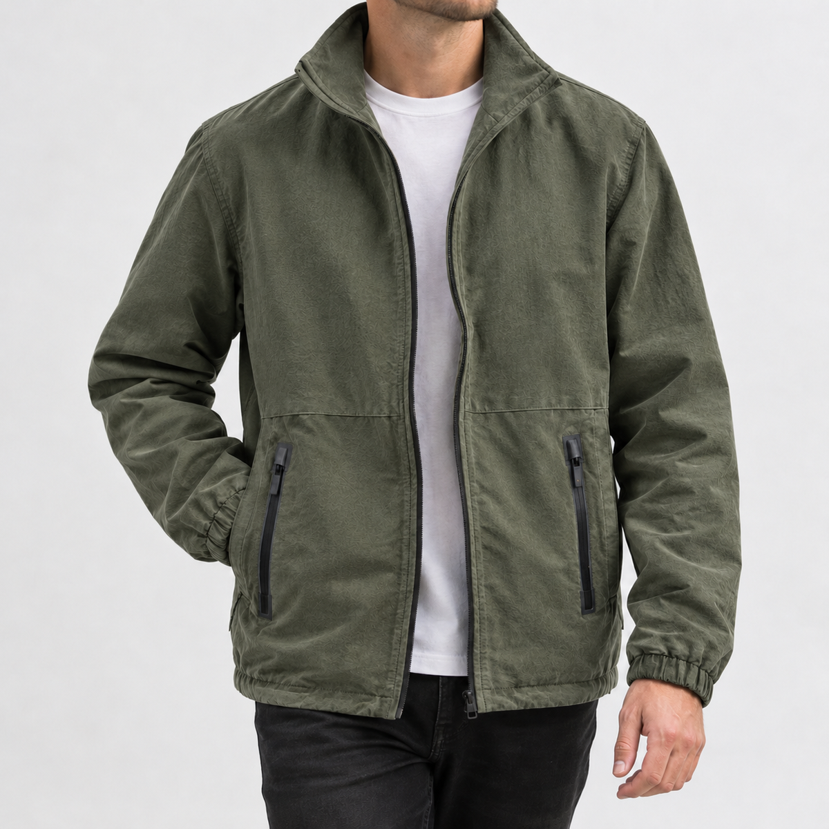 Buckland Stand Collar Jacket - Army Green