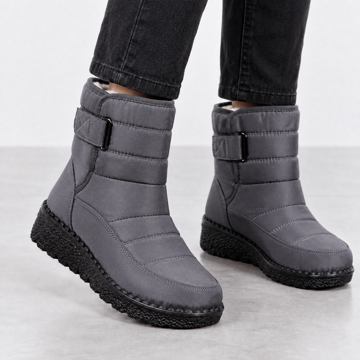 Hainton Quilted Snow Boots - Gray