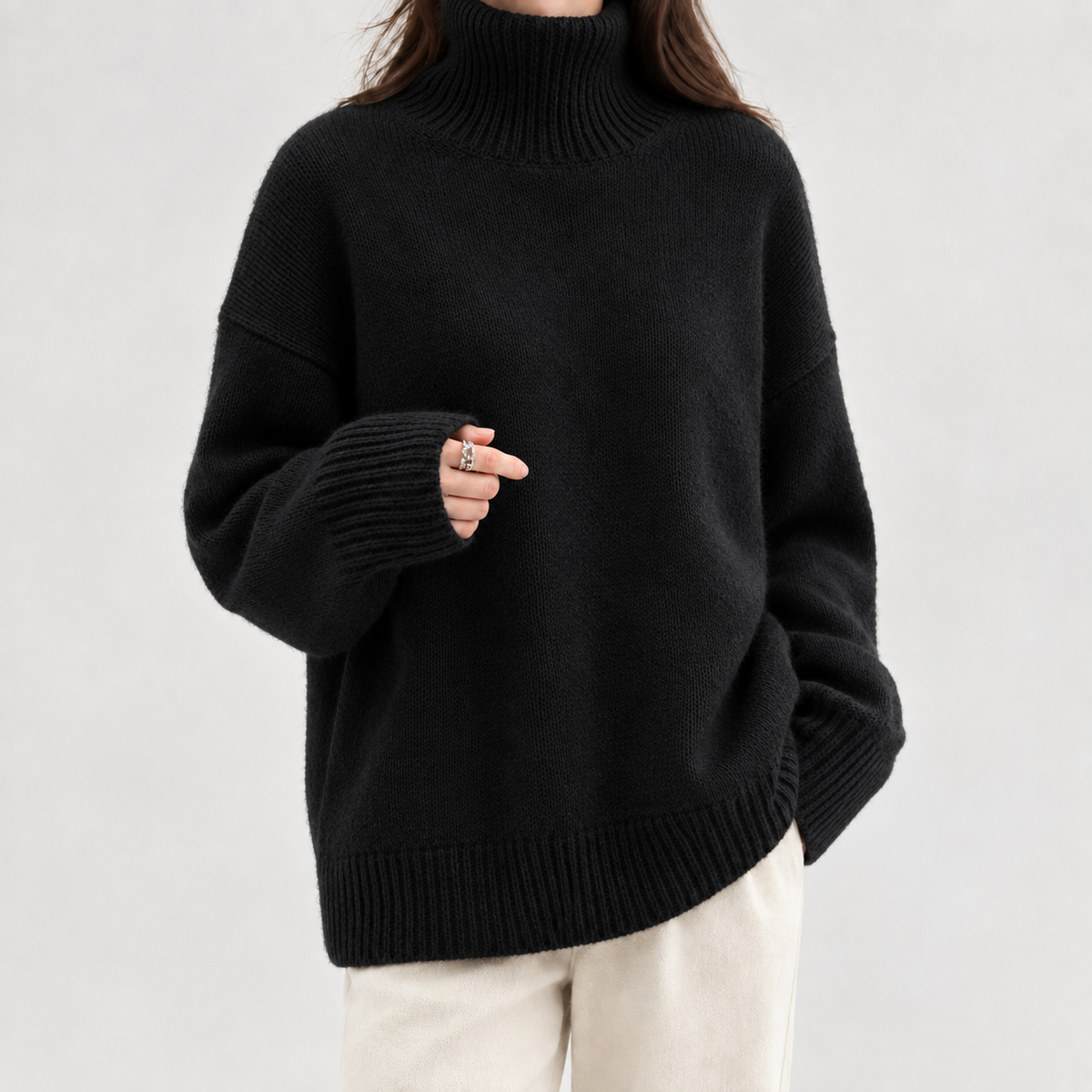 Sienna Turtleneck Sweater - Black
