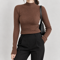 Pilsdon Cashmere Turtleneck Top - Coffee