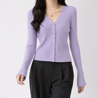 Eastnor Scallop Cardigan - Light Purple