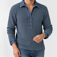Marco Denim Collar Top - Gray Blue